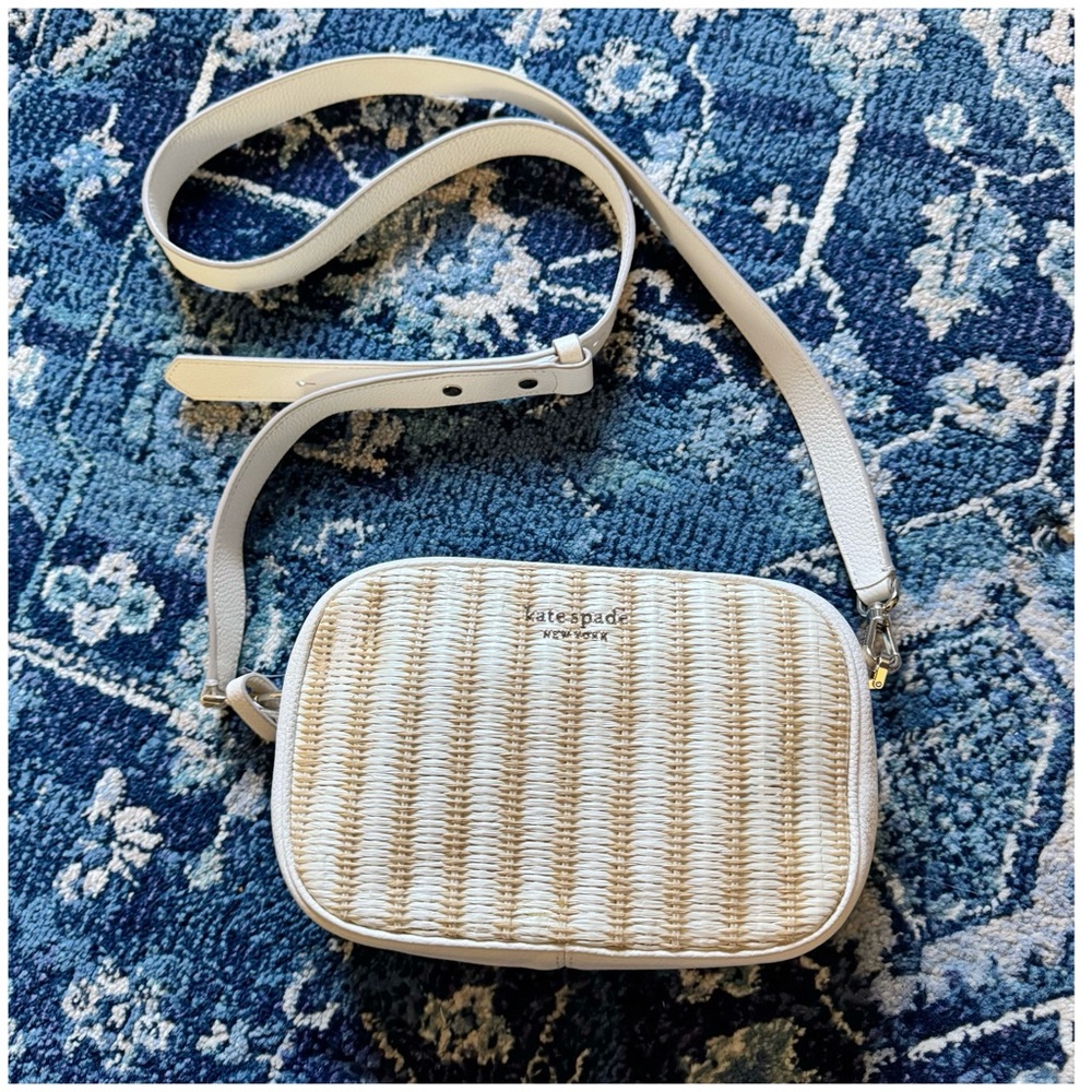 NWOT Kate Spade Astrid Straw Camera Bag Crossbody - Picture 5 of 16